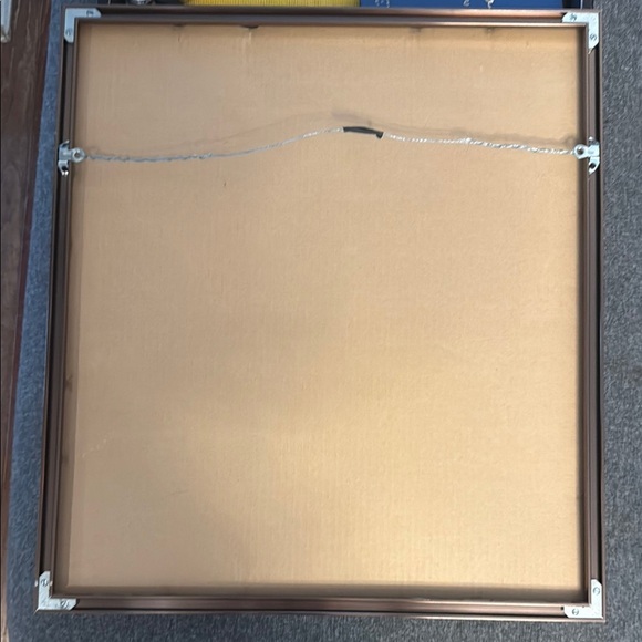 Large Traditional Thai Art Silk Print in Brown Brass with glass frame. - Picture 3 of 3